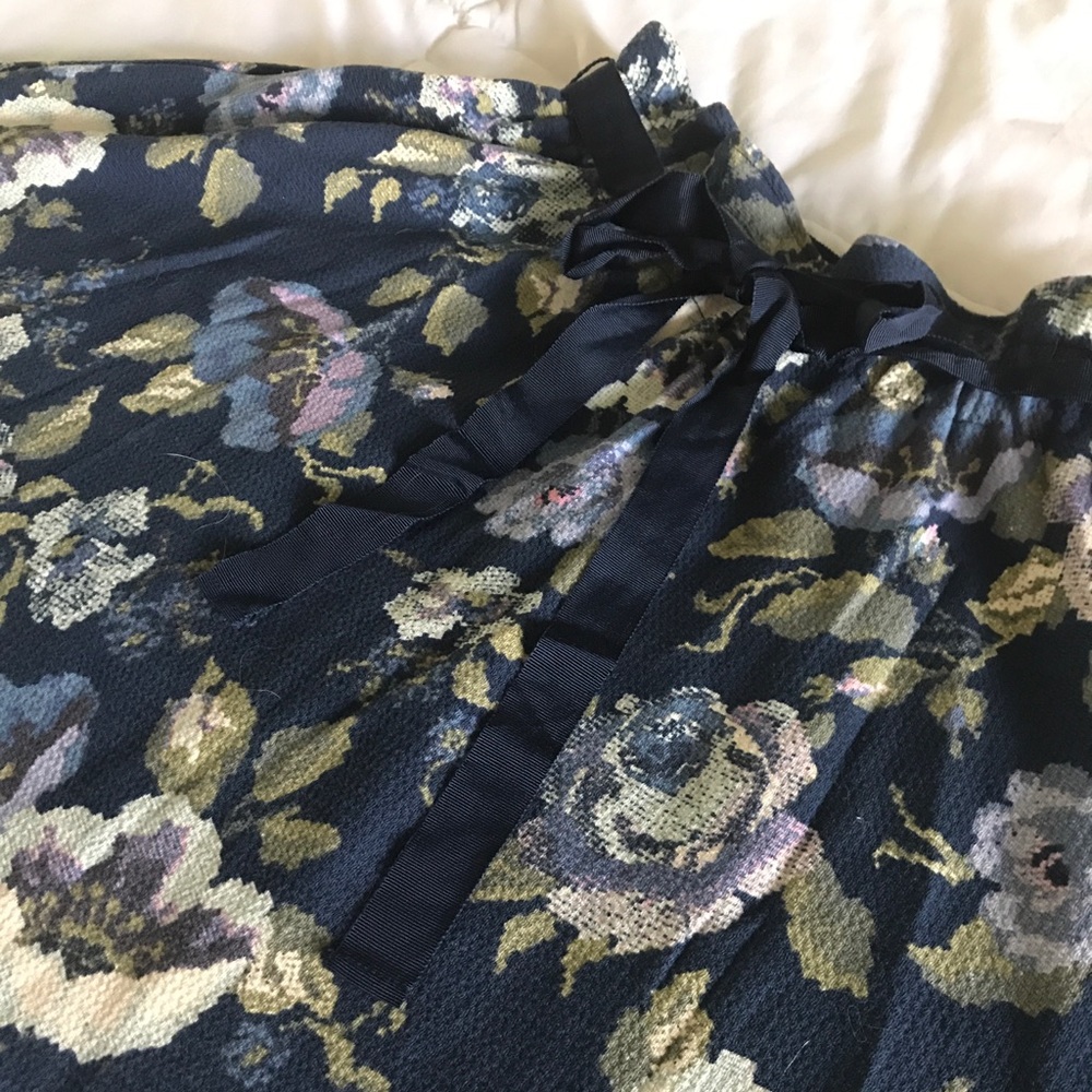 Lauren Conrad Navy Floral Skirt
